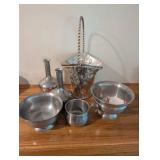 Set of 6 Pewter Tableware Pieces Including Woodbury Pewter