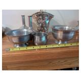 Set of 6 Pewter Tableware Pieces Including Woodbury Pewter