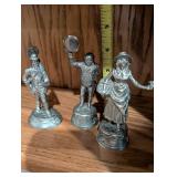 Set of 3 Vintage English Pewter Figurines - Dickens Characters