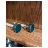 Pair of Danish Vintage Metal Candle Holders with Decorative Candles