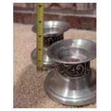 Set of 4 Scandinavian / Norwegian Pewter Metal Vases and Candle Holders with Ornate Design