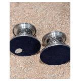 Set of 4 Scandinavian / Norwegian Pewter Metal Vases and Candle Holders with Ornate Design