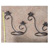 Pair of Wrought Iron Spiral Candle Holders