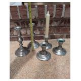 Set of 5 International Pewter Candlestick Holders