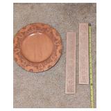 Handcrafted Wooden Plate and Pair of Engraved Bookmarks/Rulers