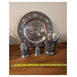 Collection of Vintage Decorative Pewter Items