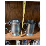 Set of 3 Vintage Pewter Tankard Mugs with Lids