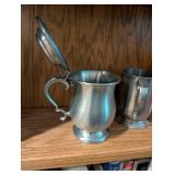 Set of 3 Vintage Pewter Tankard Mugs with Lids