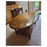 Vintage Oval Wooden Coffee Table with Lower Shelf