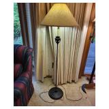 Pair of Elegant Floor and Table Lamps with Fabric Shades