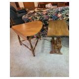 Set of 2 Wooden Side Tables with Folding Leaf and Magazine Holder