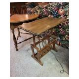 Set of 2 Wooden Side Tables with Folding Leaf and Magazine Holder
