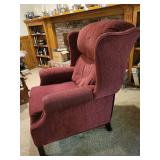 Used Red Wingback Armchair with Minor Wear