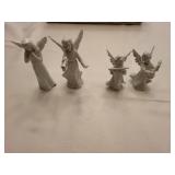 Set of 4 Porcelain Angel Figurines and Metal Heart-Shaped Trinket Box