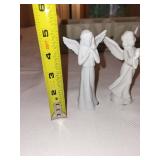 Set of 4 Porcelain Angel Figurines and Metal Heart-Shaped Trinket Box