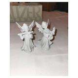 Set of 4 Porcelain Angel Figurines and Metal Heart-Shaped Trinket Box