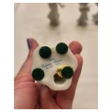 Set of 4 Porcelain Angel Figurines and Metal Heart-Shaped Trinket Box