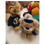 Collection of 9 Teddy Bears including Gund and PEEF Designs