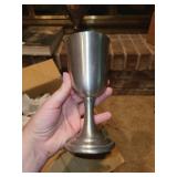 Vintage Pewter Collection: Goblets, Trophy, and Book