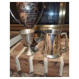 Vintage Pewter Collection: Goblets, Trophy, and Book