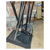 Vintage Iron Fireplace Tool Set with Cast Iron Boot Jack