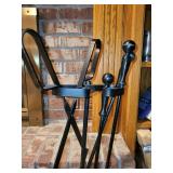 Vintage Iron Fireplace Tool Set with Cast Iron Boot Jack