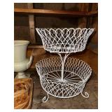 Collection of Vintage Decor Items - Vase, Basket, Two-Tier Stand