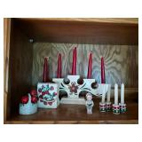Set of 8 Vintage Christmas Candle Holders Etc