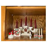 Set of 8 Vintage Christmas Candle Holders Etc