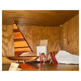 D.N. Grotta Hardwood Model Sailboat and Decorative Items