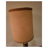 Vintage Wall-Mounted Brass Lamp with Woven Shade