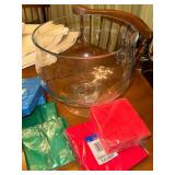 Assorted Colored Paper Napkins in Glass Punch Bowl