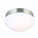 Commercial Electric 9 in. 120-Watt Equivalent Brushed Nickel Integrated LED Mushroom Flush Mount with White Acrylic Shade