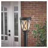 Hampton Bay Ravencrest 120 Lumens Black Outdoor Solar Post Lantern