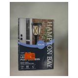 Hampton Bay Ravencrest 120 Lumens Black Outdoor Solar Post Lantern