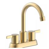Glacier Bay Garrick 4 in. Centerset 2-Handle High-Arc Bathroom Faucet in Matte Gold