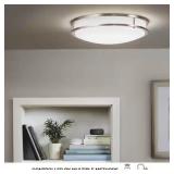 Commercial Electric 16 in. Transitional Brushed Nickel Integrated LED Smart Home Flush Mount for Kitchens