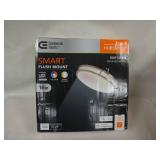 Commercial Electric 16 in. Transitional Brushed Nickel Integrated LED Smart Home Flush Mount for Kitchens