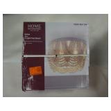 Home Decorators Collection Harlan 15 in. 3-Light Brushed Grey Flush Mount with Natural Real Wood Beads