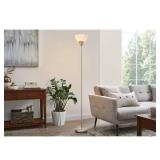 Hampton Bay 70 in. Brushed Nickel 1-Light Torchiere Floor Lamp with Plastic Shade