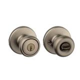 Kwikset Tylo Antique Brass Exterior Entry Door Knob Featuring Microban Antimicrobial Technology