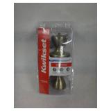 Kwikset Tylo Antique Brass Exterior Entry Door Knob Featuring Microban Antimicrobial Technology