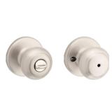 Kwikset Cove Satin Nickel Interior Bed/Bath Privacy Door Knob with Antimicrobial Technology