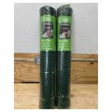 Lot of 2 - Poultry Netting Green Plastic 3ft x 25ft Everbilt