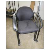 UPHOLSTERED STACKING CHAIRS WITH ARMS AND WHEELS