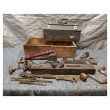 Vintage Hand Tool Collection with Drill Bits and Toolboxes