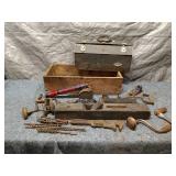 Vintage Hand Tool Collection with Drill Bits and Toolboxes