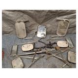 Collection of Vintage Automotive Side Mirrors and Brackets