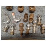 Collection of 13 Trailer Hitch Ball Mounts and Hooks