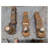 Collection of 13 Trailer Hitch Ball Mounts and Hooks